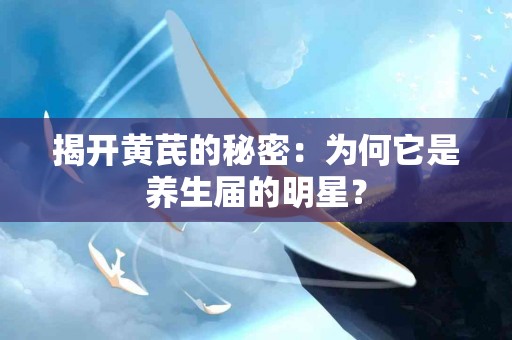 揭开黄芪的秘密：为何它是养生届的明星？
