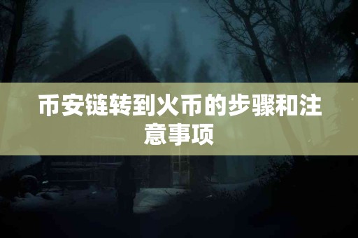 币安链转到火币的步骤和注意事项